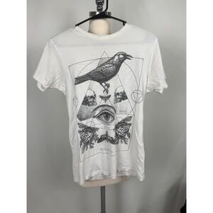 LIFE Clothing Womens S Graphic Print T Shirt Bird Skull Eye Rose Art Gothic Dark